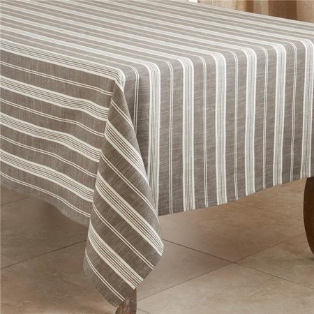 SARO LIFESTYLE SARO 5618.GY70S 70 in. Square Cotton Tablecloth with Grey Striped Design 5618.GY70S